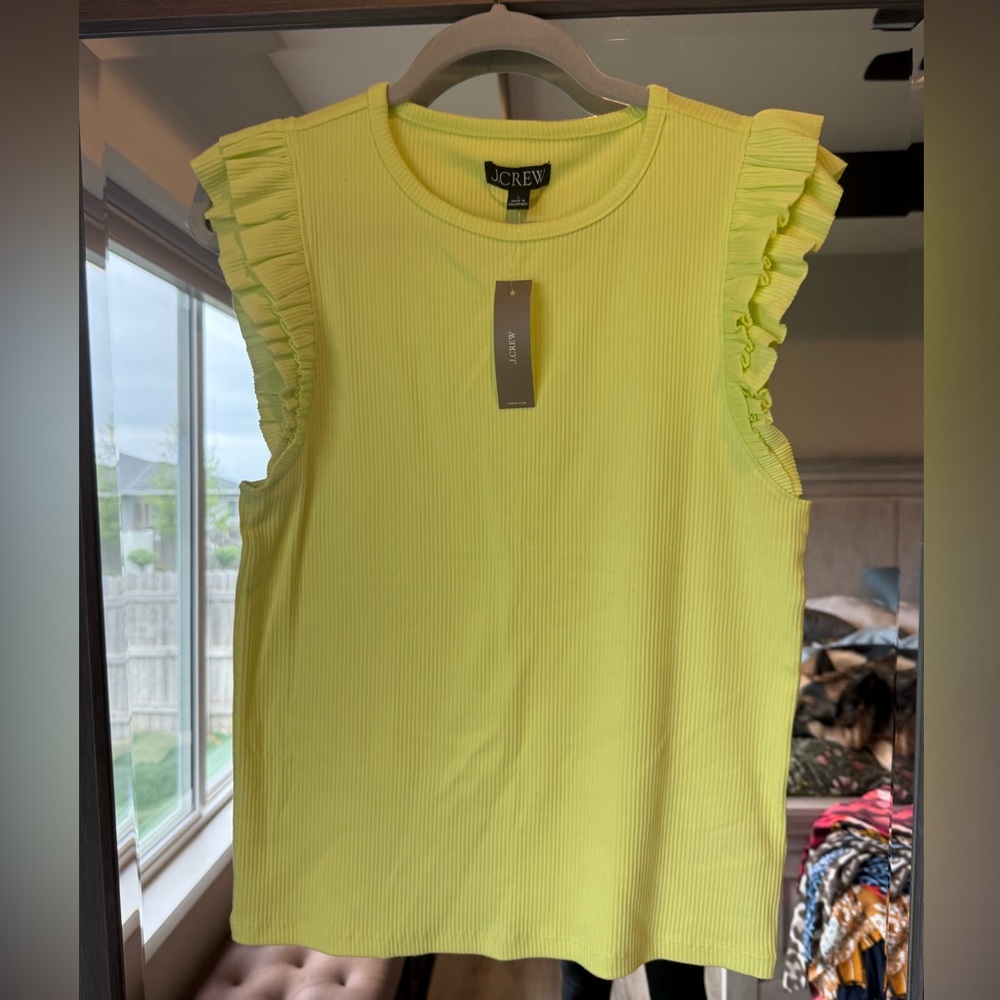 J. Crew NWT ruffle sleeve tank